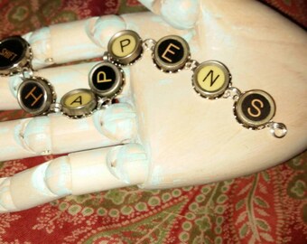 Vintage typewriter key bracelet Shift happens
