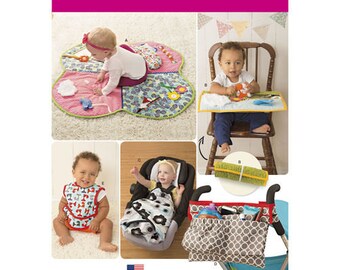 Sewing Pattern for Baby Accessories, Simplicity 8110, Floor Play Mat, HighChair Play Mat, Stroller Organizer, Bibs, Car Seat Blanket