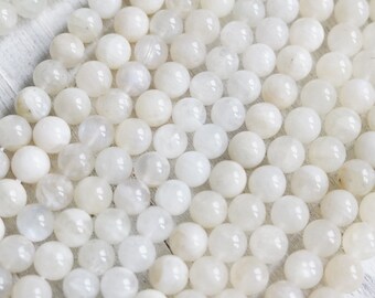 8mm Moonstone AB Quality White Gemstone Mala Bead Supply Genuine Gemstone Semi Precious Smooth Glossy Round