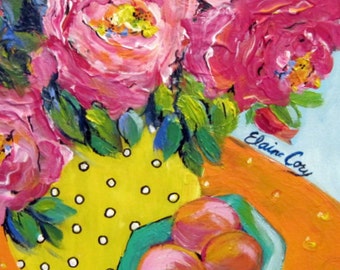 Yellow Vase Still life Original painting 12 x 16 art by Elaine Cory
