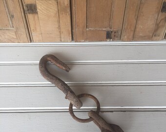 Vintage Cast Iron Hook, Antique, Rope Guide, Hook and Ring, Meat Hook, Farm Implement, Farmhouse Style, Rustic Decor, Industrial, Primitive
