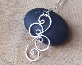 Silver Spiral Necklace, Argentium Sterling Swirl Pendant