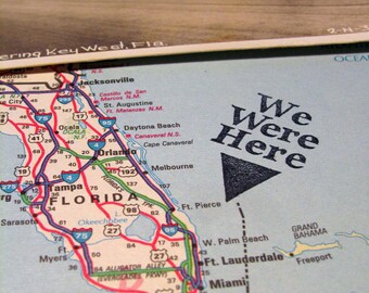 Hand Carved Travel Rubber Stamp, We Were Here