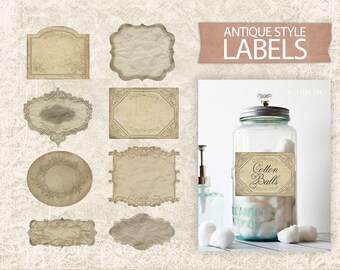 Digital Vintage Labels - Antique Printable Labels - Digital Labels - Labels Sheet - Vintage Labels Download Printable - INSTANT DOWNLOAD