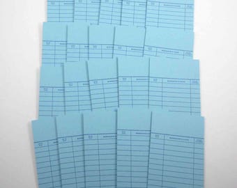 Blue Library Borrower's Check Out Cards Set of 25