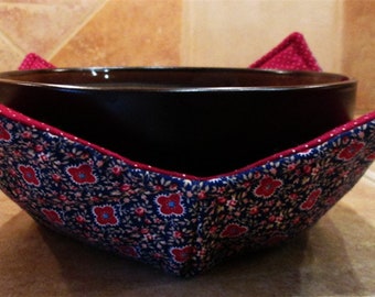 Microwave Bowl Cozy, Microwave Bowl Potholder, Reversible Bowl Holder, Hot or Cold Bowl Holder