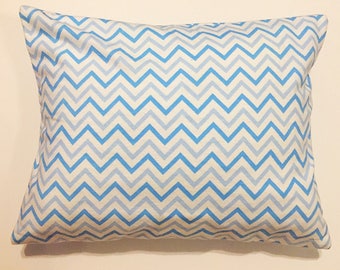 Travel Pillow | Blue Chevron Flannel Travel Pillowcase | Envelope Pillowcase
