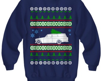 Volvo 122 Wagon Ugly Christmas Sweater Sweatshirt cars holidays swedish gift for volvo owner