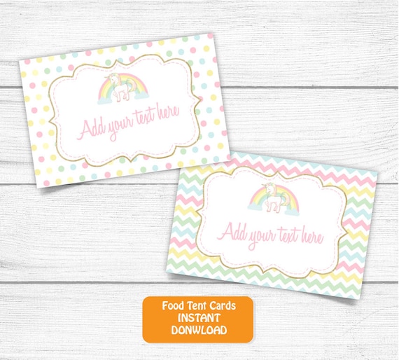 printable unicorn food tent cardsunicorn buffet food labels