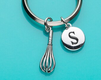 Whisk Keychain, Whisk Key Ring, Kitchen Charm, Initial Keychain, Baker's Charm, Personalized Keychain, Custom Keychain, Charm Keychain, 377