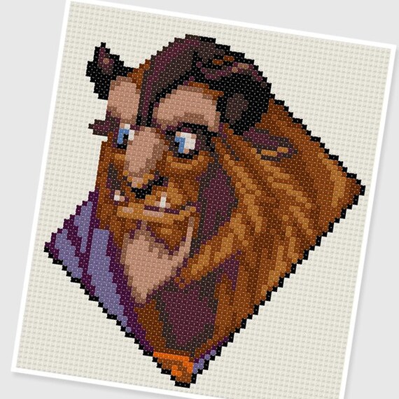 PDF Cross Stitch pattern 0023.Beast Beauty and the Beast