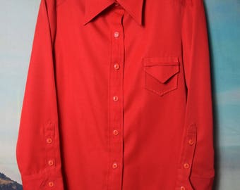 Vintage 70's red button up sz M