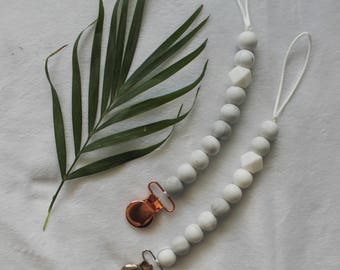 Marble Silicone Teething Pacifier Clip