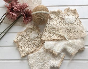 cod503 Baby girl prop outfit, pants and blouse, sitter prop, newborn props, baby photography