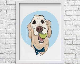 PET PORTRAIT - custom caricature dog portrait father's day gift pet memorial pet illustration personalized portrait dog lover gift pet loss