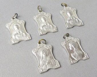 French, Lot Antique Religious Pendant. Catholicism. Saint Virgin Mary. Jesus Christ. Therese. Sacred Heart. Art Nouveau Medal. 160316 1 Z 59