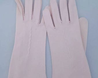 Pink Dress Gloves, Vintage 1940s, Pink Driving Gloves, Pink Gloves, Cotton Nylon Gloves, Wrist Length Pink Gloves, Wrist Length Gloves