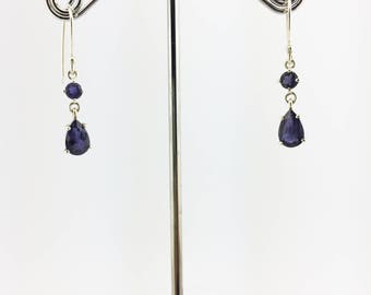 Iolite Earrings 925 Sterling Silver Indigo 2.40 Grams