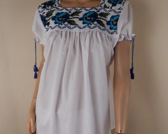 vintage hippie top, mexican top, embroidered top, 1970s top
