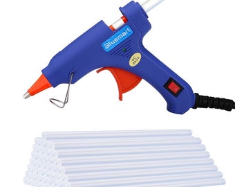 Blusmart Upgraded Mini Hot Glue Gun with 30 Pieces Melt Glue Sticks, 20 Watts Blue High Temperature Glue Gun