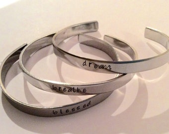 Inspirational stacking bracelets / personalized / handmade / stamped