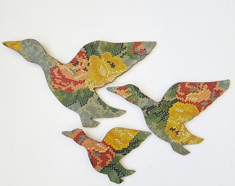 Three Retro Flying Ducks