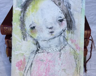 Primitive Painting - Kids Room Art - Home Decor Art - Whimsy Painting - Naive Child Art