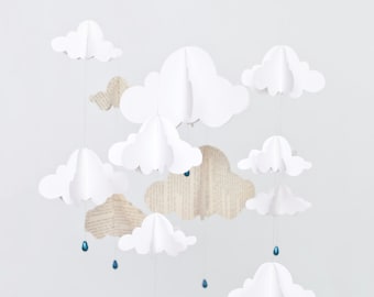 Rain Cloud Mobile with Book Paper
