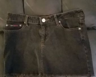 Black Denim Mini Skirt