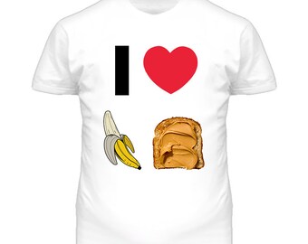 I Heart Love Luv Peanut Butter Banana Sandwich T Shirt