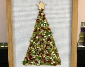 Handmade beaded Christmas tree.