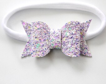 Lilac Fields Glitter Bow Headband - Baby Bow Headband - Glitter Bow Headband - Lavender Bow Headband - Purple Glitter Bow Headband
