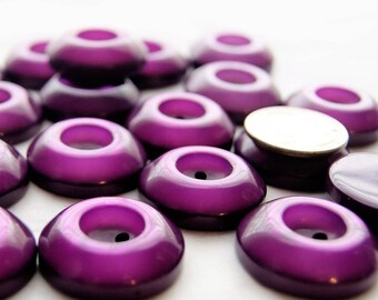 20 Purple Buttons, Thick Deep Face Donut Button, Sew Through Buttons (AL 40)