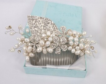Anya -Freshwater pearl and Rhinestone Bridal Comb