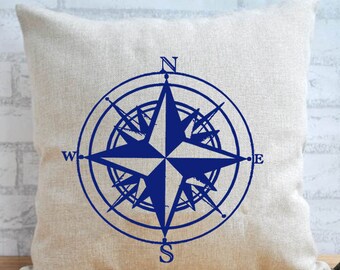 Boating Compass 16 x 16 Organic Cotton Accent Pillow