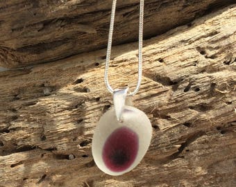 Purple spot sea glass necklace
