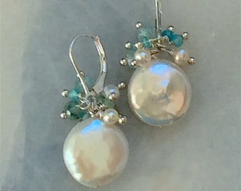 Sea Coin Pearl Cluster Earrings