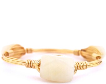 Peach Aventurine Wire Bangle | Wire Bangle | Stackable Bangle | Neutral Bangle | Bangle Stack | Wire Bangle Bracelets | Stackable Bangles