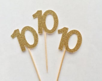 10th Glitter Cupcake Toppers Anniversary 10 10th Birthday Dessert Table Decorations Donut Toppers Glam Golden Gold Party 10th Glitter Cupcake Toppers Anniversary 10 10th Birthday Dessert Table Decorations Donut Toppers Glam Golden Gold Party
