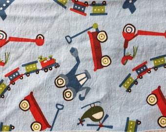 1 yard Blue Scoot Fabric, Wagon Fabric, Tractor Fabric, Train Fabric, Riley Blake Scoot, Quilting Cotton Children, Boy Print
