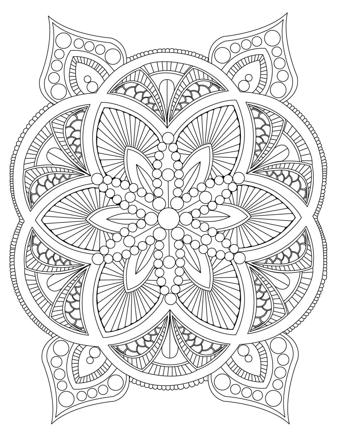 Abstract Mandala Coloring Page for Adults DIY Printable