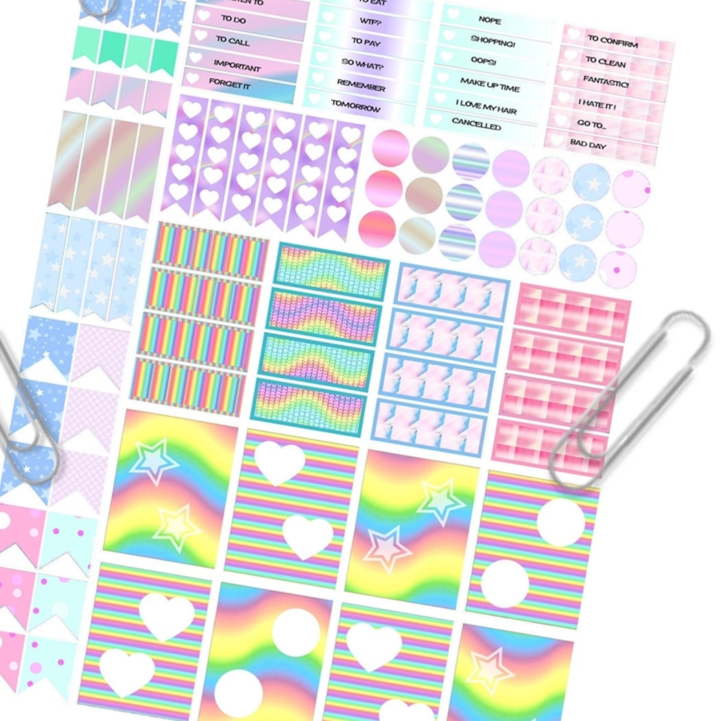 pastel goth adesivi planner fairy kei colori pastello stampare agenda plan kawaii chibi organizer digital scrapbook lasoffittadiste