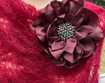Pin brooch Fabric /Burgundy Pin Flower/ Brooch/ Handmade Wedding Accessory/ Party/Birthday/Mother of the Bride/Groom/Bridesmaid/Handmade