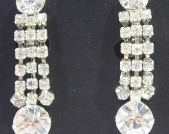 Vintage 1950 Rhinestone Earrings - Wedding / Bride