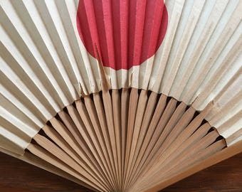 Vintage Paper and Bamboo Japanese Flag and Mout Fuji Fan