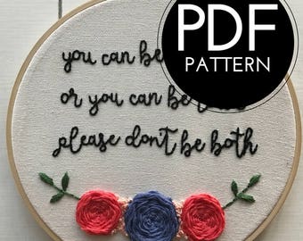 digital hand embroidery pattern | please don't be stupid | digital PDF download | embroidery pdf | embroidery pattern