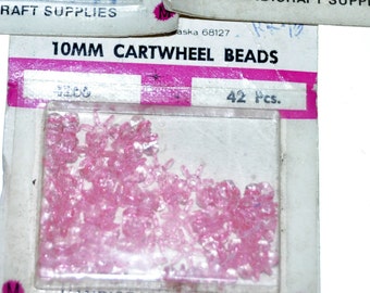 10mm Starflake Beads. 10mm Paddle Beads. Vintage Snowflake Beads. Pink Starflake Beads. Pink Cartwheel Beads. Vintage Beads.Starburst Beads.