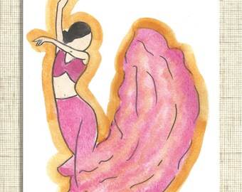 Flamenco Dancer | Flamenco Dancer greeting card | Dance | Watercolor painting