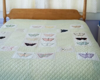 Delicate Butterflies Handmade Vintage Quilt