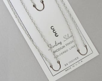 Vintage 24" Sterling Silver Necklace . New Old Stock . Rhodium Finish . Rope Chain . Mint . Nice